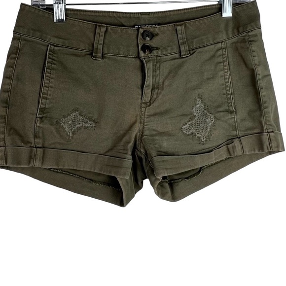 Express Womens Shorts Olive Distressed Khaki Size 2 - Picture 1 of 8